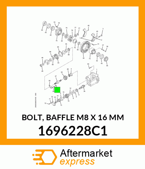 BOLT, BAFFLE M8 X 16 MM 1696228C1