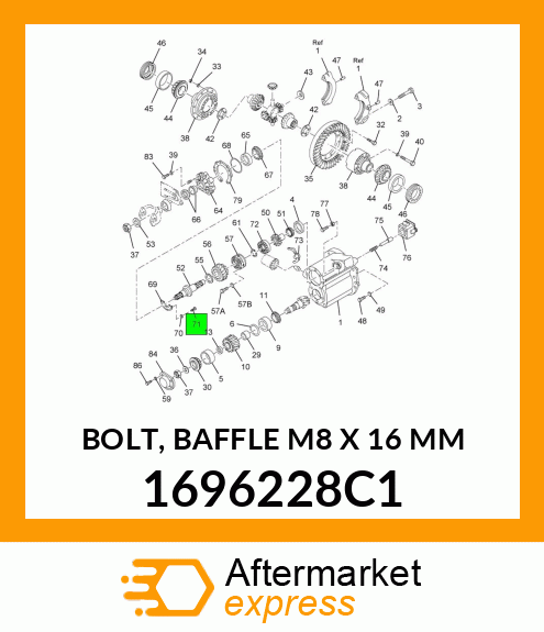 BOLT, BAFFLE M8 X 16 MM 1696228C1