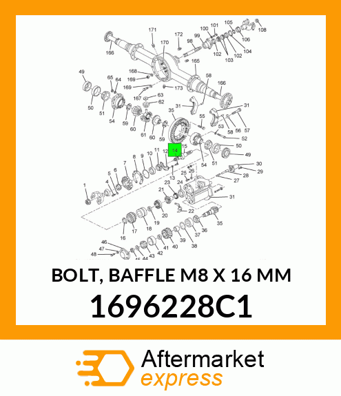 BOLT, BAFFLE M8 X 16 MM 1696228C1