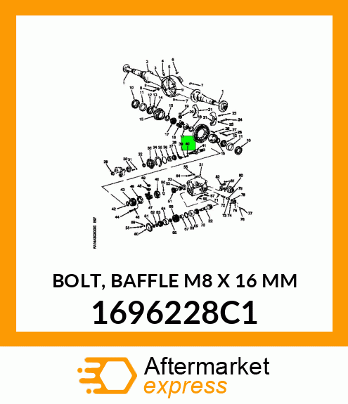 BOLT, BAFFLE M8 X 16 MM 1696228C1