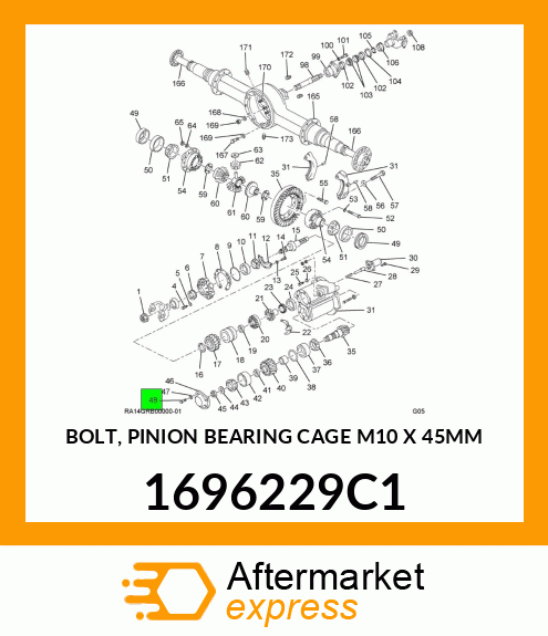 BOLT, PINION BEARING CAGE M10 X 45MM 1696229C1