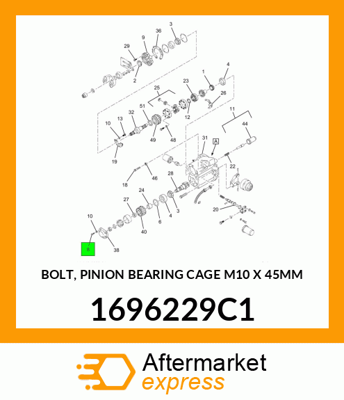 BOLT, PINION BEARING CAGE M10 X 45MM 1696229C1