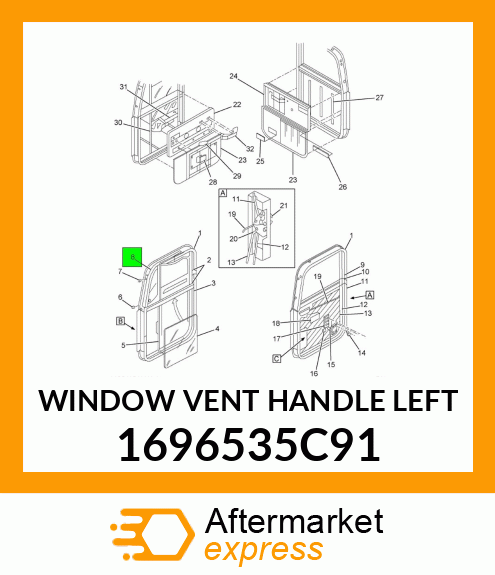 WINDOW VENT HANDLE LEFT 1696535C91