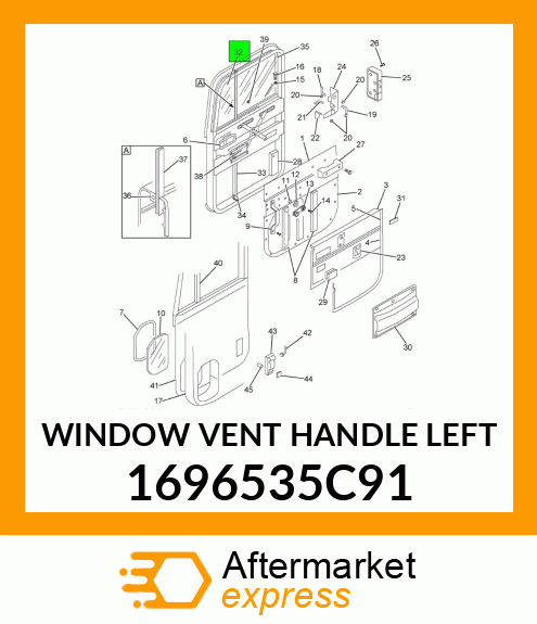 WINDOW VENT HANDLE LEFT 1696535C91