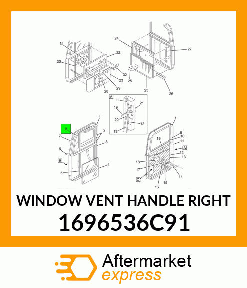 WINDOW VENT HANDLE RIGHT 1696536C91