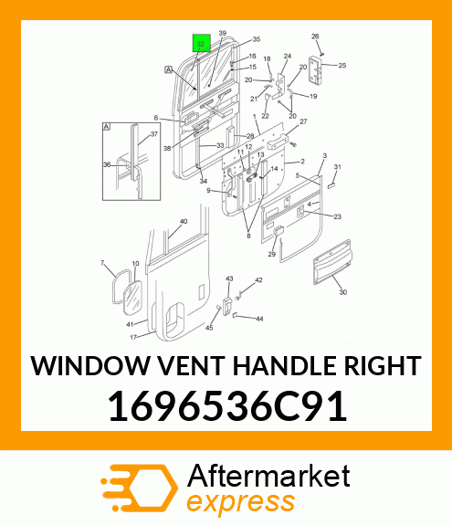 WINDOW VENT HANDLE RIGHT 1696536C91