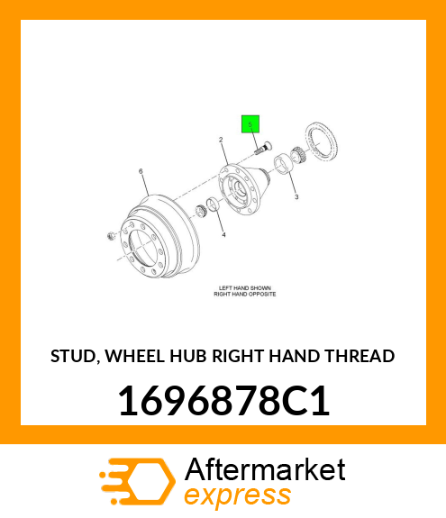 STUD, WHEEL HUB RIGHT HAND THREAD 1696878C1