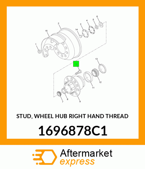 STUD, WHEEL HUB RIGHT HAND THREAD 1696878C1