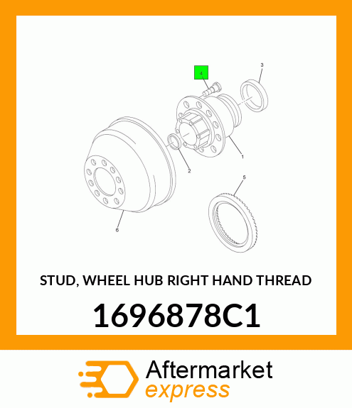 STUD, WHEEL HUB RIGHT HAND THREAD 1696878C1