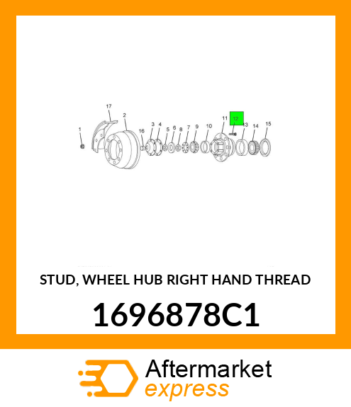 STUD, WHEEL HUB RIGHT HAND THREAD 1696878C1