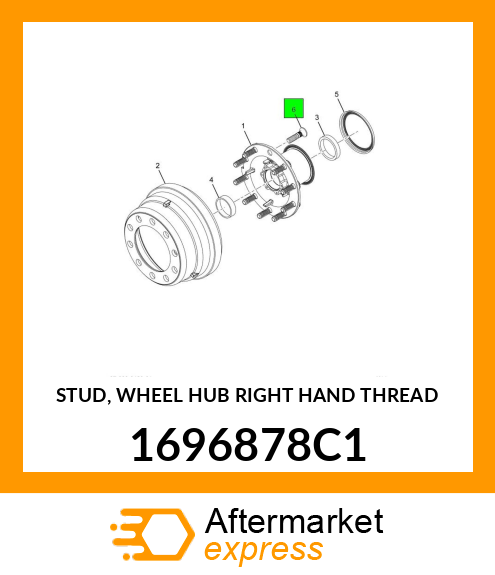 STUD, WHEEL HUB RIGHT HAND THREAD 1696878C1