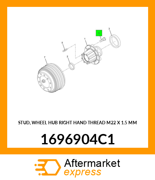 STUD, WHEEL HUB RIGHT HAND THREAD M22 X 1.5 MM 1696904C1