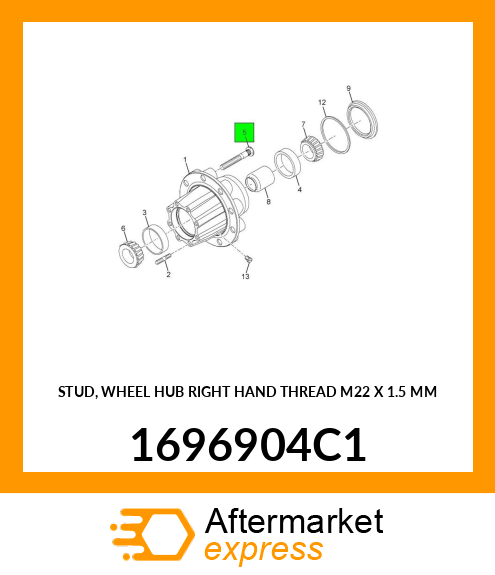 STUD, WHEEL HUB RIGHT HAND THREAD M22 X 1.5 MM 1696904C1