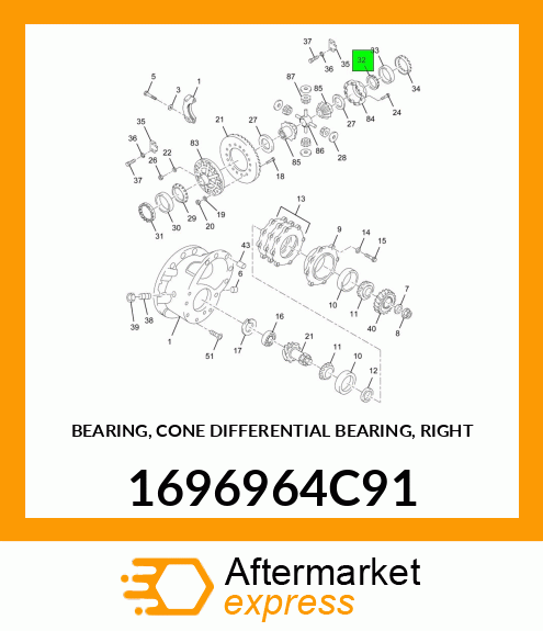 BEARING, CONE DIFFERENTIAL BEARING, RIGHT 1696964C91