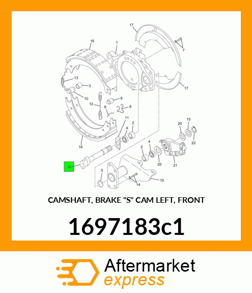 CAMSHAFT, BRAKE "S" CAM LEFT, FRONT 1697183c1