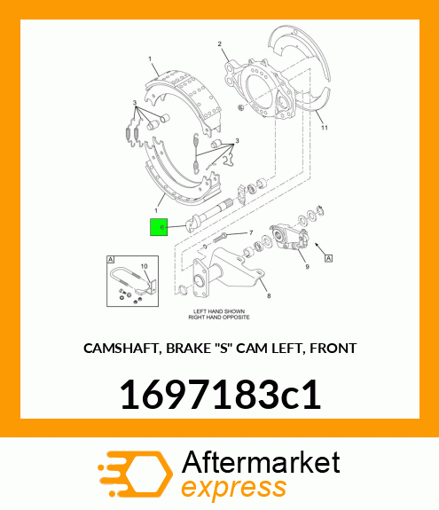 CAMSHAFT, BRAKE "S" CAM LEFT, FRONT 1697183c1