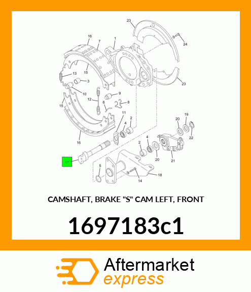 CAMSHAFT, BRAKE "S" CAM LEFT, FRONT 1697183c1