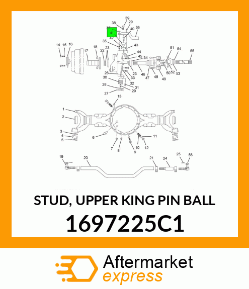 STUD, UPPER KING PIN BALL 1697225C1