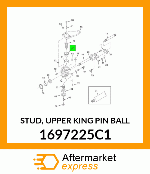 STUD, UPPER KING PIN BALL 1697225C1