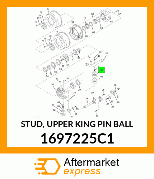 STUD, UPPER KING PIN BALL 1697225C1