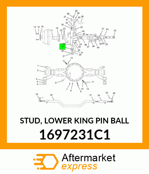 STUD, LOWER KING PIN BALL 1697231C1