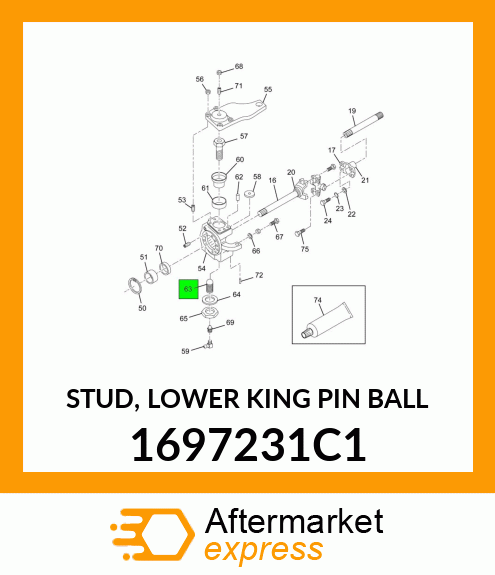 STUD, LOWER KING PIN BALL 1697231C1