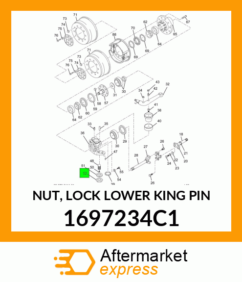 NUT, LOCK LOWER KING PIN 1697234C1