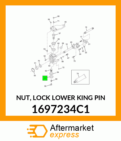 NUT, LOCK LOWER KING PIN 1697234C1