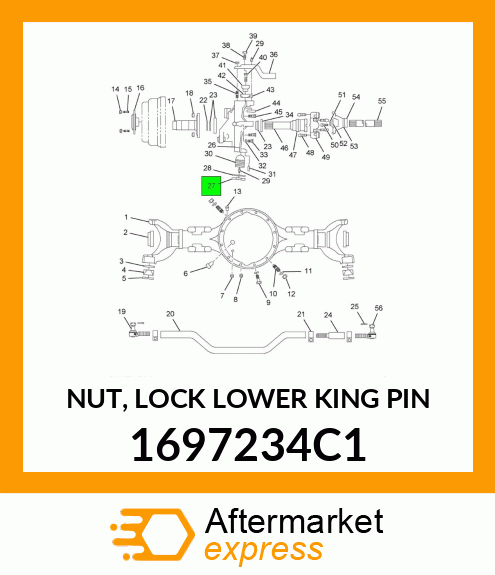 NUT, LOCK LOWER KING PIN 1697234C1