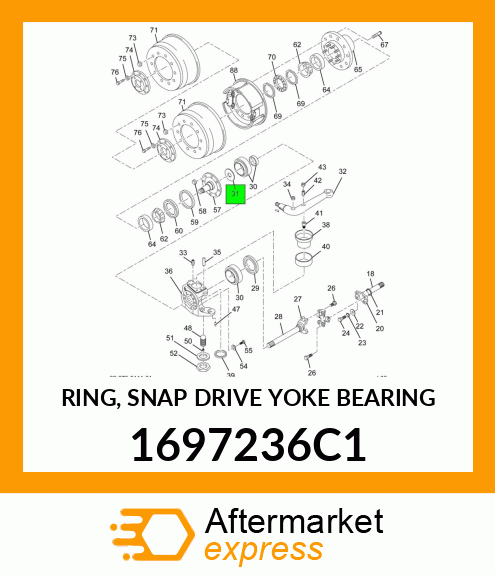 RING, SNAP DRIVE YOKE BEARING 1697236C1