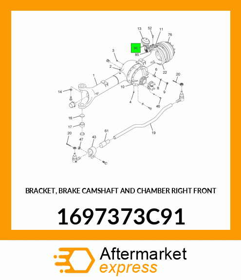 BRACKET, BRAKE CAMSHAFT AND CHAMBER RIGHT FRONT 1697373C91