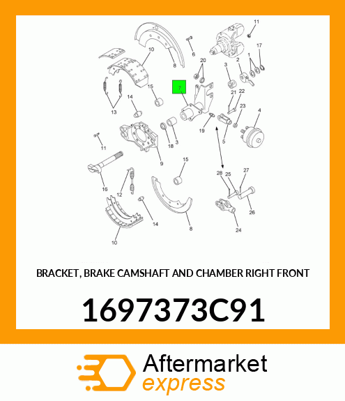 BRACKET, BRAKE CAMSHAFT AND CHAMBER RIGHT FRONT 1697373C91