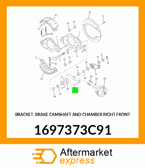 BRACKET, BRAKE CAMSHAFT AND CHAMBER RIGHT FRONT 1697373C91