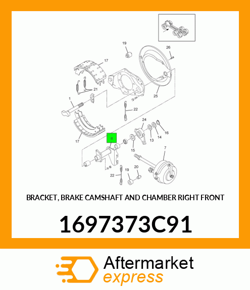 BRACKET, BRAKE CAMSHAFT AND CHAMBER RIGHT FRONT 1697373C91