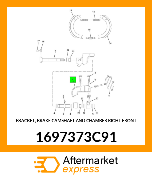 BRACKET, BRAKE CAMSHAFT AND CHAMBER RIGHT FRONT 1697373C91