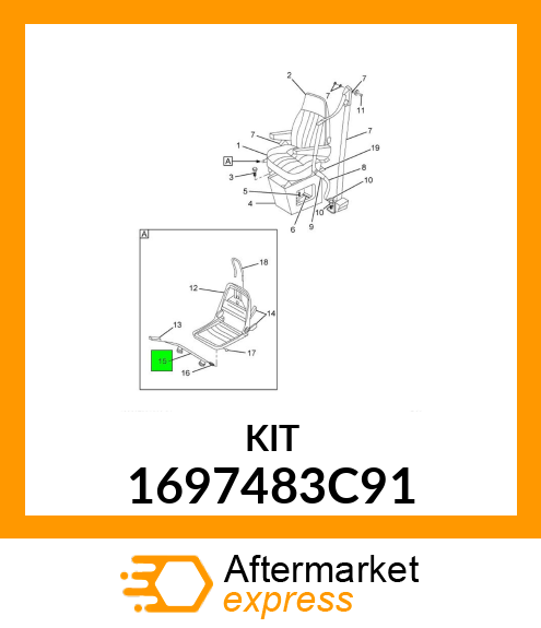 KIT, SEAT KNOB AND TILT ROD 1697483C91