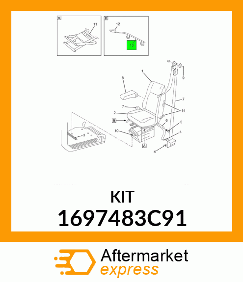 KIT, SEAT KNOB AND TILT ROD 1697483C91