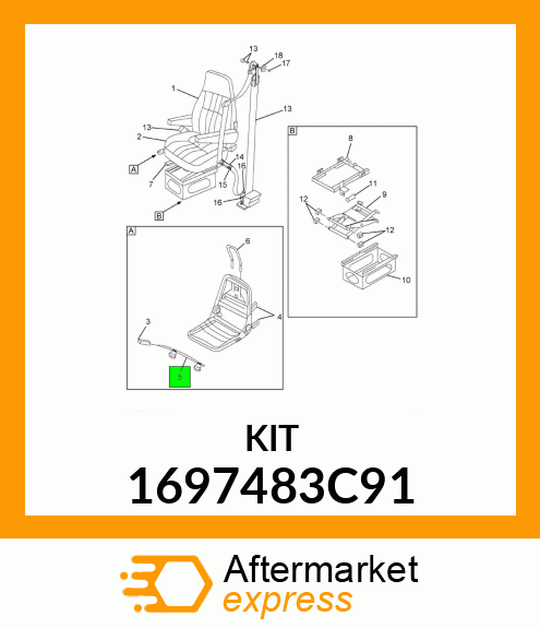 KIT, SEAT KNOB AND TILT ROD 1697483C91