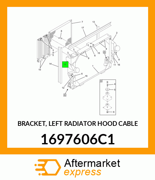 BRACKET, LEFT RADIATOR HOOD CABLE 1697606C1