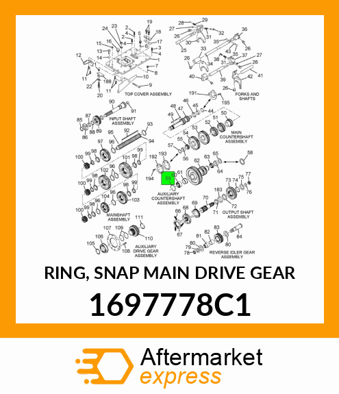 RING, SNAP MAIN DRIVE GEAR 1697778C1