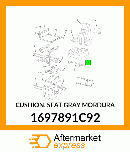 CUSHION, SEAT GRAY MORDURA 1697891C92