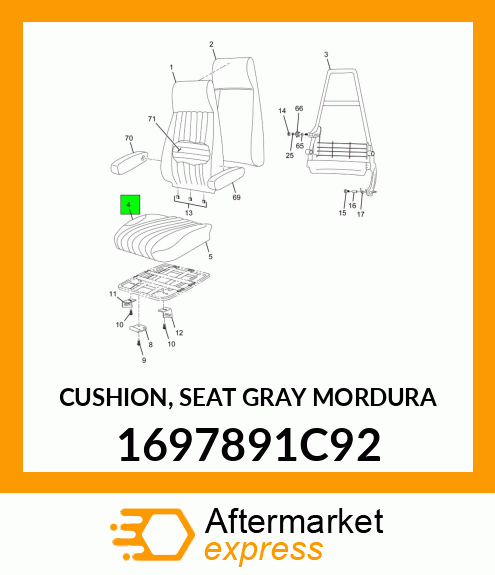 CUSHION, SEAT GRAY MORDURA 1697891C92