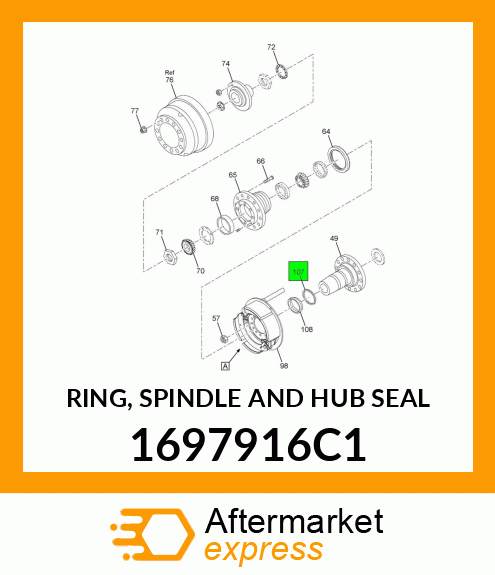 RING, SPINDLE AND HUB SEAL 1697916C1