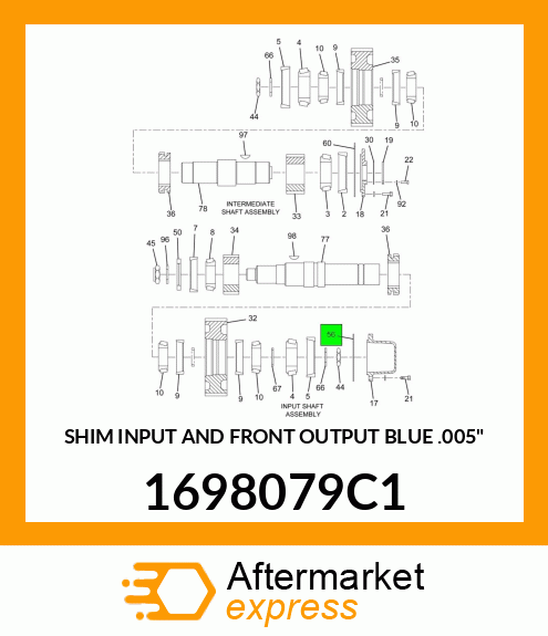 SHIM INPUT AND FRONT OUTPUT BLUE .005" 1698079C1