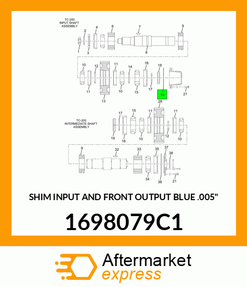 SHIM INPUT AND FRONT OUTPUT BLUE .005" 1698079C1