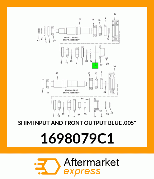 SHIM INPUT AND FRONT OUTPUT BLUE .005" 1698079C1