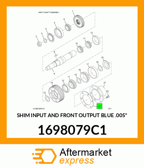 SHIM INPUT AND FRONT OUTPUT BLUE .005" 1698079C1