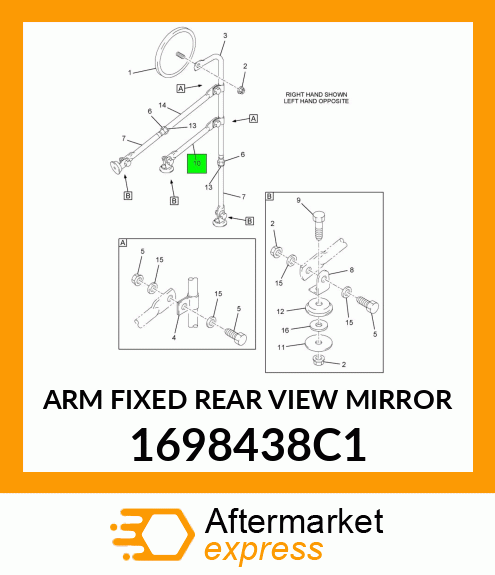 ARM FIXED REAR VIEW MIRROR 1698438C1