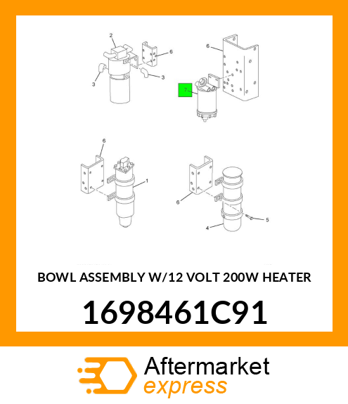 BOWL ASSEMBLY W/12 VOLT 200W HEATER 1698461C91