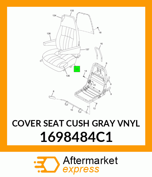 COVER SEAT CUSH GRAY VNYL 1698484C1